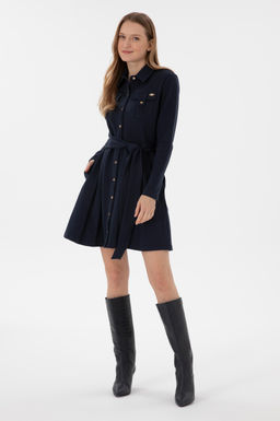 Женщина темно -синее вязаное платье Сурси - U.s. polo assn фото 3