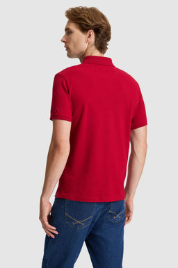 Erkek Bordo Slim Fit Polo Yaka Basic Ti__rt