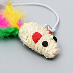 Дразнилка-удочка Мышь из сизаля, микс цветов - Пижон фото 3