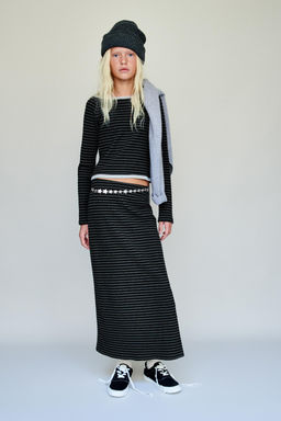 STRIPED TEXTURED MIDI SKIRT - Zara фото 5