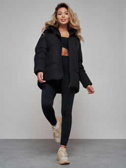 Зимняя женская куртка модная с капюшоном черного цвета 52308Ch - Holdluck фото 20