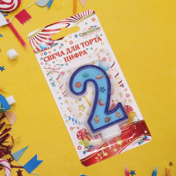 Свеча для торта Цифра Космос "2" 6 см