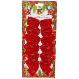 Цена за 4 шт. Бант на ёлку "Золотой узор" 9*7см (набор 6шт)