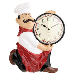 Часы настенные интерьерные «Повар усач», для кухни, бесшумные, плавный ход, циферблат d=13 см, 30×24 см