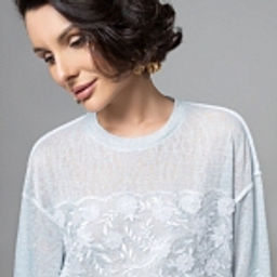 Футболка с объемным декором, Буду тебе сниться (голубой меланж) - Charutti фото 14