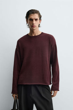 TEXTURED TURN-UP TRIM SWEATER - Zara фото 2
