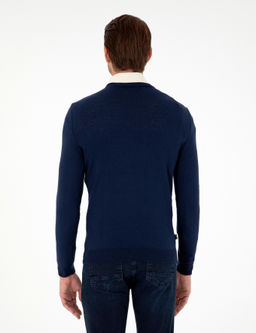 A__k Lacivert Slim Fit V Yaka Basic Triko Kazak - Pierre cardin фото 5