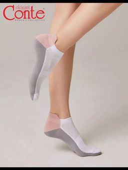 Цена за 2 пары. Носки Короткие CONTE Ультракороткие хлопковые носки ACTIVE с язычком белый-серый - Conte elegant фото 9