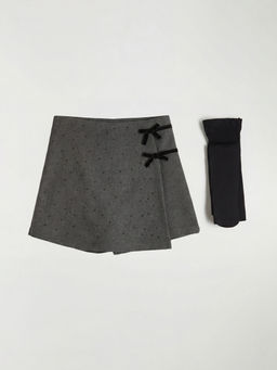 Fiyonklu Ta?l? K?z ?ocuk ?ort Etek ve K?lotlu ?orap