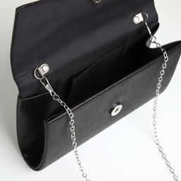 Сумка-клатч женская вечерняя на магните, на цепочке, мерцающая, чёрная