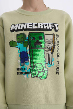 Толстая толстая толстовка с круглым вырезом Minecraft для мальчиков - Defacto фото 5