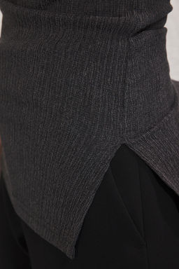 Antrasit Staplez Dokulu Y?rtmacl? Vucuda Oturan Esnek Orme Bluz TWOSS25BZ00515 - Trendyolmilla фото 3