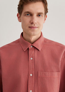 Keten Kar?s?ml? Pembe Tencel Gomlek - Mavi фото 6