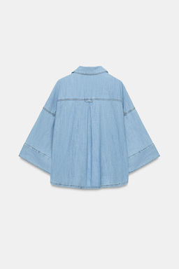 CAMISA Z1975 DENIM MANGA ANCHA / Azul medio - Zara фото 7