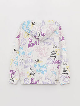 Bask?l? Uzun Kollu K?z ?ocuk Hoodie - Waikiki фото 3