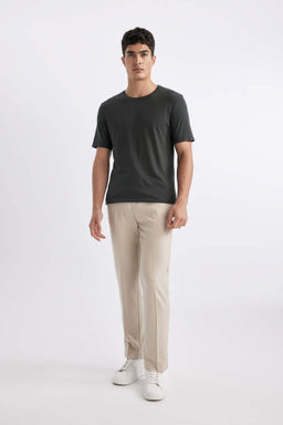 Slim Fit Dar Kesim Bisiklet Yaka K?sa Kollu Basic Duz Tisort - Defacto фото 5