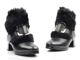 04-PAT225-2Z BLACK Ботинки зимние женские (натуральная замша, 100% шерсть)