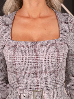 Платье П5-4906/2, Серый, Бордовый - Wisell фото 14