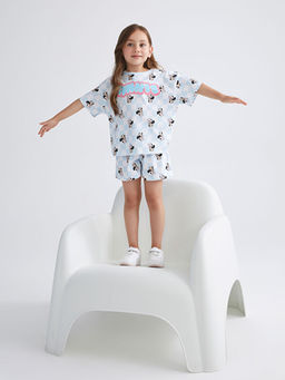 Minnie Mouse Bask?l? K?z ?ocuk ?ortlu Pijama Tak?m