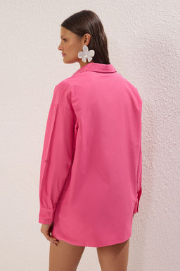 TRENDYOLMILLA Pembe Dokuma Y?rtmacl? Plaj Gomlek TBESS25GO00011  фото 5