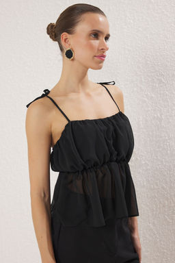 Siyah Sifon Ask?l? Dokuma Bluz TWOSS25BZ00520 - Trendyolmilla фото 2