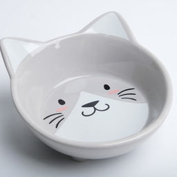 Миска керамическая Голова кота 150 мл 14 x 12,5 x 6,5 cм, серая - Пижон фото 4