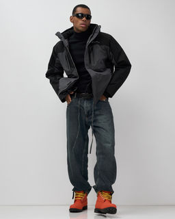 Горнолыжная куртка мужская зимняя темно-серого цвета 7616TC