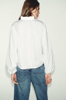 RUFFLED POPLIN BLOUSE - Zara фото 11