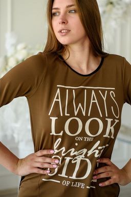 Туника женская из бифлекса Хельга шоколадный - Амадэль фото 2