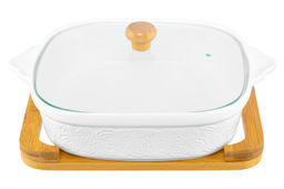 Блюдо д/зап и серв 31,5*25,6*12,5 см 2 л Розы + стекл крышка на дер подставке - Elan gallery фото 5