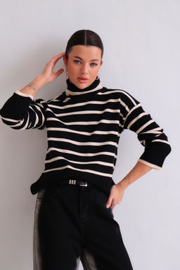 Martichelli Свитер чёрный в бежевую полоску  фото 26