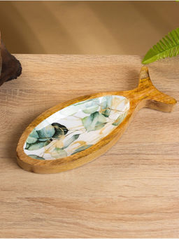 Блюдо в форме рыбки «Оливковая ветвь», 25.5×10×2 см, дерево манго