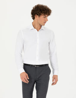Beyaz Slim Fit Uzun Kollu G_mlek