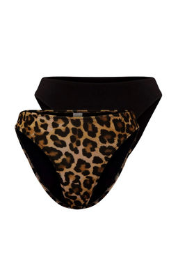Trendyolmilla Leopar Ve Siyah 2li Normal Bel Bikini Alt? TBESS25BA00054  фото 7