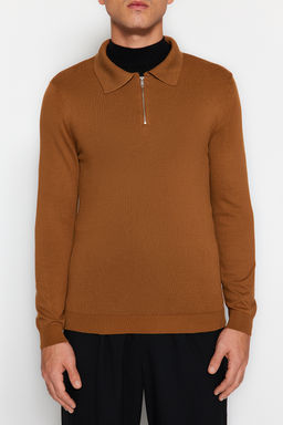 Camel Slim Fit Polo Yaka Triko Kazak TMNAW24KZ00076 - Trendyolmilla фото 4