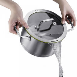 Кастрюля из нержавеющей стали Linea PALERMO 4,5л, д22см, h12см, s0,6мм, дно s15мм, трехслойное капсулированное дно, стеклянная крышка-дуршлаг с силиконовым ободком, два режима слива воды, ручка из нержавеющей стали, цветная коробка, Regent (Китай - Домашняя мода фото 9