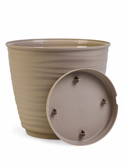 Горшок для цветов с поддоном Saffron, 9.1 л, d=26.7 см, h=24.5 см, пластиковый, бежевый - Simaland фото 2