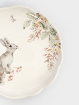 Тарелка обеденная, 25 см, керамика, белая, Кролик с цветами, Flower Rabbit - Anna lafarg фото 3