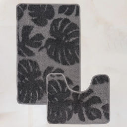 Комплект ковриков для ванной и туалета My Crystal серия Gold 50*80 и 40*50 Монстера,антрацит