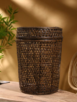 Корзина плетёная «Баскет», 39×39×50 см, бамбук, тёмная