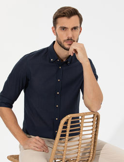 Lacivert Slim Fit Uzun Kollu G_mlek