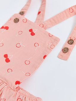 Bask?l? Pamuklu K?z ?ocuk Bluz ve Salopet Elbise - Waikiki фото 3