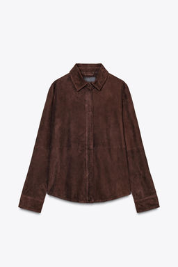 ZW COLLECTION LIMITED EDITION 100% SUEDE LEATHER OVERSHIRT - Zara фото 2