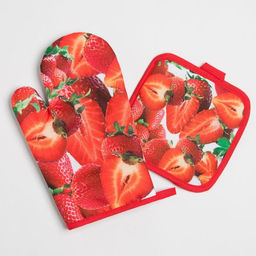 Кухонный набор Доляна «Клубника», прихватка 17×17 см, рукавица 26×16 см,100% п/э