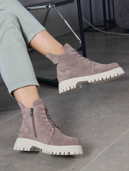 Ботинки 228.V.1541be. Капучино замша/Байка