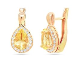 Серьги из серебра цитрин кварц, СПН4067п
