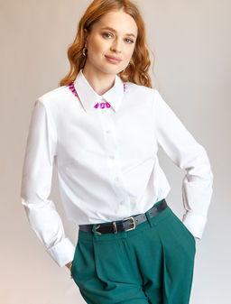 VILATTE / Блузка из эластичной ткани, полуприталенная и с длинным манжетом  фото 3