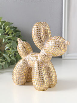 Фигурка полистоун «Воздушный шарик - собачка, в клеточку», под золото, 15×6.7×15 см