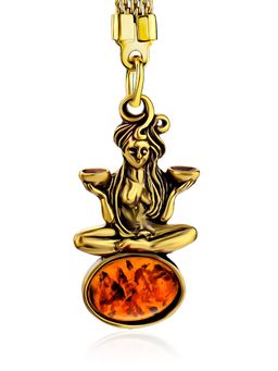 Весы. Брелок с вставкой из натурального коньячного янтаря