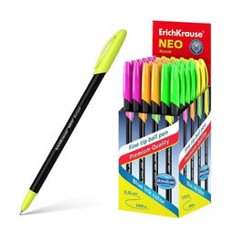 Цена за 5 шт. Ручка шариковая ErichKrause Neo Accent синяя 0,7 мм, черный круглый корпус, игольчатый нак...